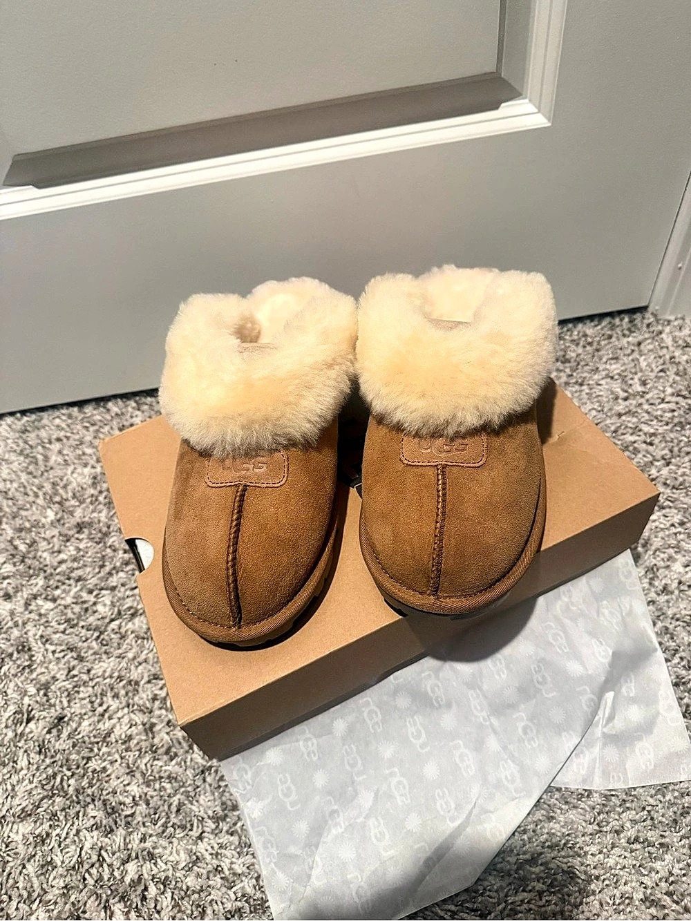 UGG Tasman Lug Platform Slippers Brown & Cream US 9